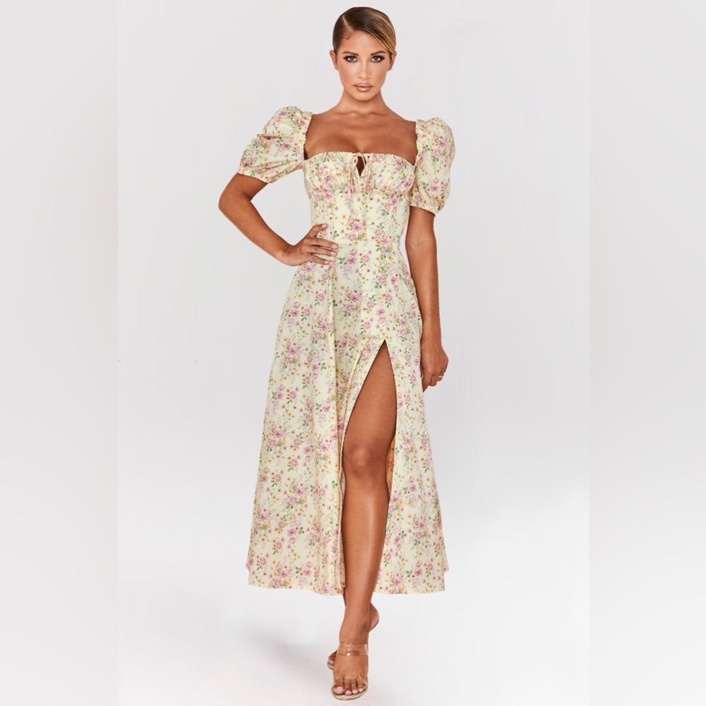 House of CB Floral Puff Sleeve Lemon Tallulah Dress 🍋